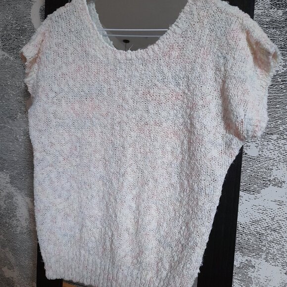Vintage 80s Knit Boucle Sweater Top Size Small 37"B Pullover Pastel - Picture 6 of 15